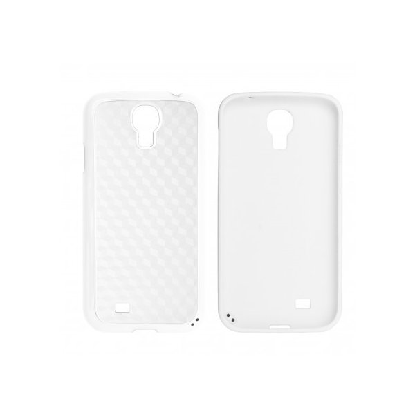 CUSTODIA GEL TPU SILICONE SEMI-RIGIDO per SAMSUNG I9500 GALAXY S4, I9505, I9502 COLORE BIANCO CARBON CON CORNICE BIANCA