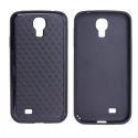 CUSTODIA GEL TPU SILICONE SEMI-RIGIDO per SAMSUNG I9500 GALAXY S4, I9505, I9502 COLORE NERO CARBON CON CORNICE NERA