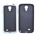 CUSTODIA GEL TPU SILICONE SEMI-RIGIDO per SAMSUNG I9500 GALAXY S4, I9505, I9502 COLORE NERO CARBON CON CORNICE BIANCA