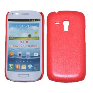 CUSTODIA BACK RIGIDA per SAMSUNG I8190 GALAXY S3 MINI COLORE ROSA PLASTIFICATO EFFETTO PELLE