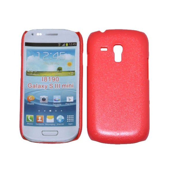 CUSTODIA BACK RIGIDA per SAMSUNG I8190 GALAXY S3 MINI COLORE ROSA PLASTIFICATO EFFETTO PELLE