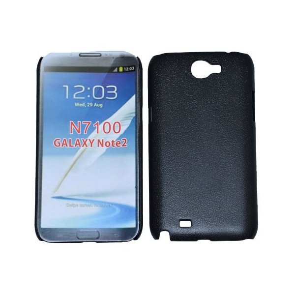 CUSTODIA BACK RIGIDA per SAMSUNG NOTE2 GALAXY N7100, N7105 COLORE NERO PLASTIFICATO EFFETTO PELLE