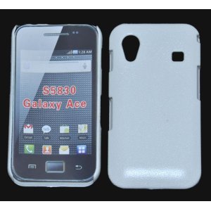 CUSTODIA BACK RIGIDA per SAMSUNG S5830 GALAXY ACE COLORE BIANCO PLASTIFICATO EFFETTO PELLE