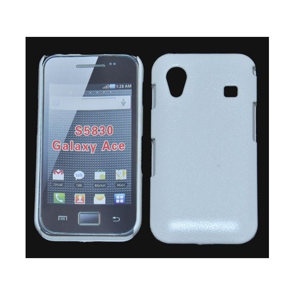 CUSTODIA BACK RIGIDA per SAMSUNG S5830 GALAXY ACE COLORE BIANCO PLASTIFICATO EFFETTO PELLE