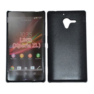 CUSTODIA BACK RIGIDA per SONY XPERIA ZL LTE, C6503, C6502, C6506, HSPA+, L35H COLORE NERO PLASTIFICATO EFFETTO PELLE