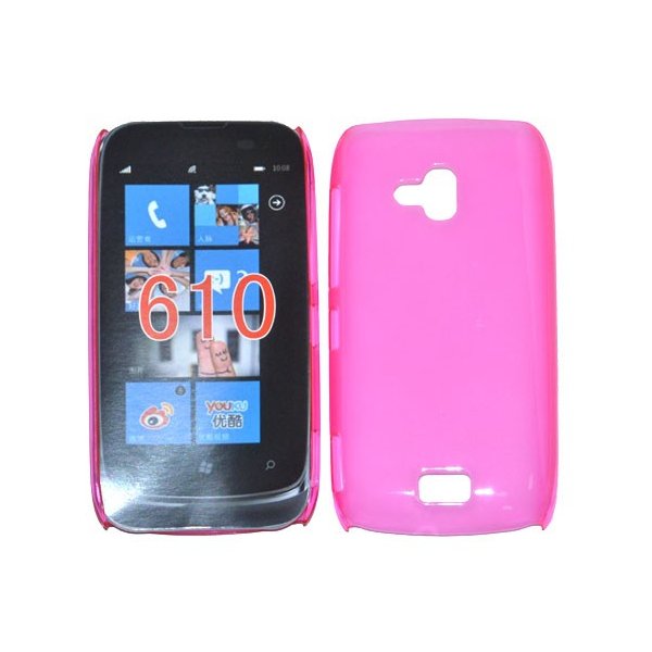 CUSTODIA BACK RIGIDA SLIM DA 0,35mm per NOKIA LUMIA 610 COLORE ROSA