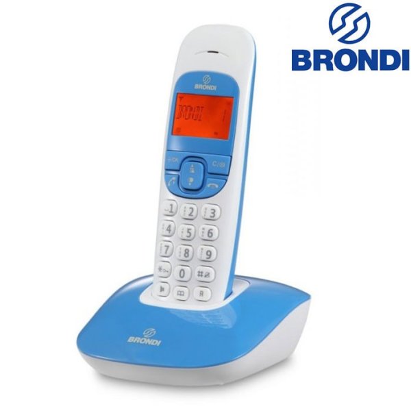 CORDLESS ECO DECT CON VIVAVOCE E SVEGLIA COLORE BIANCO E BLU NICE BRONDI