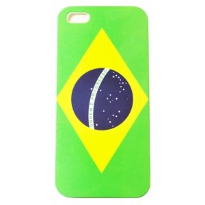 CUSTODIA per APPLE IPHONE SE, IPHONE 5S, IPHONE 5 - BACK RIGIDA FANTASIA BANDIERA BRASILE