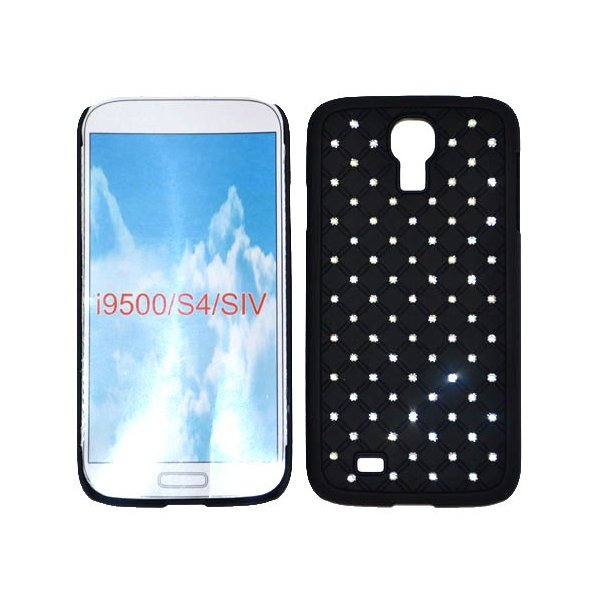 CUSTODIA RIGIDA CON BRILLANTINI per SAMSUNG I9500 GALAXY S4, I9505, I9502 COLORE NERO