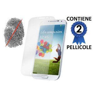 PELLICOLA PROTEGGI DISPLAY ANTI IMPRONTA SAMSUNG I9500 GALAXY S4, I9505, I9502 CONFEZIONE 2 PEZZI