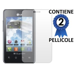 PELLICOLA PROTEGGI DISPLAY LG E405 OPTIMUS L3 DUAL CONFEZIONE 2 PEZZI