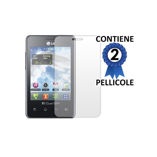 PELLICOLA PROTEGGI DISPLAY LG E405 OPTIMUS L3 DUAL CONFEZIONE 2 PEZZI