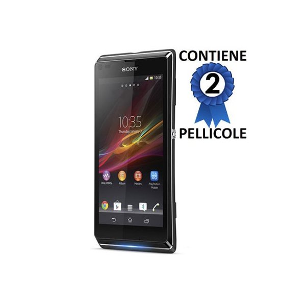 PELLICOLA PROTEGGI DISPLAY SONY XPERIA L C2105, C2104, S36H CONFEZIONE 2 PEZZI