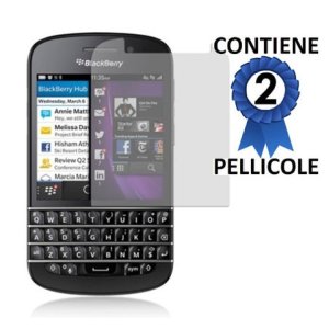 PELLICOLA PROTEGGI DISPLAY BLACKBERRY Q10 CONFEZIONE 2 PEZZI