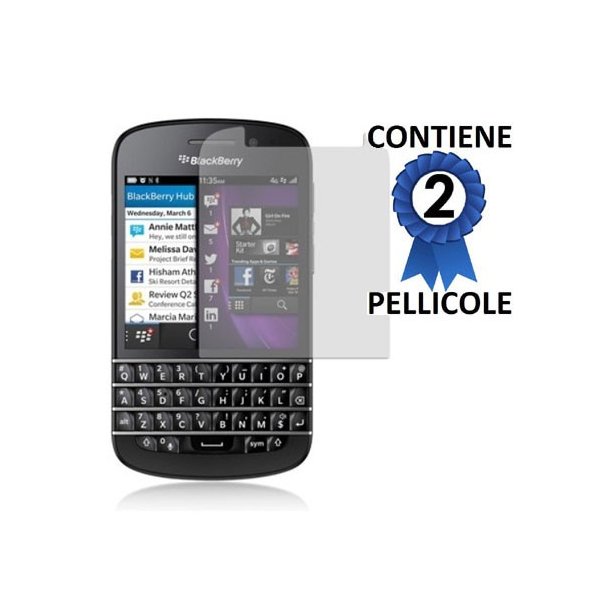 PELLICOLA PROTEGGI DISPLAY BLACKBERRY Q10 CONFEZIONE 2 PEZZI