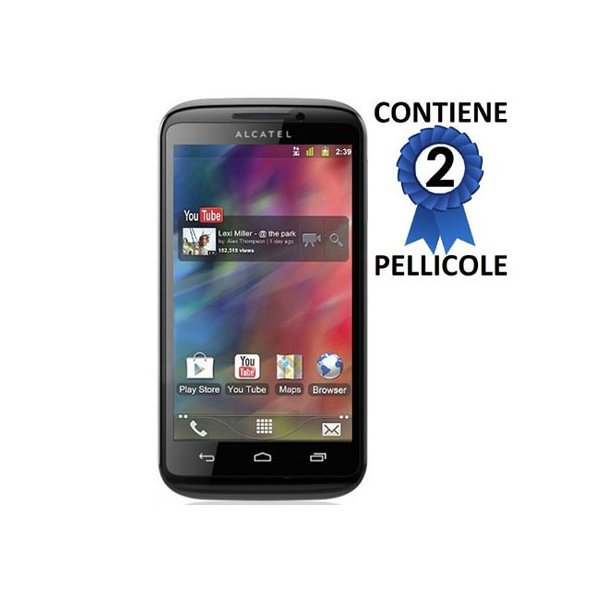 PELLICOLA PROTEGGI DISPLAY ALCATEL ONE TOUCH 993, OT-993 CONFEZIONE 2 PEZZI