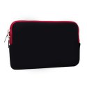 CUSTODIA UNIVERSALE IN TESSUTO IMBOTTITA CON ZIP ROSSE per TABLET FINO A 7" POLLICI COLORE NERO