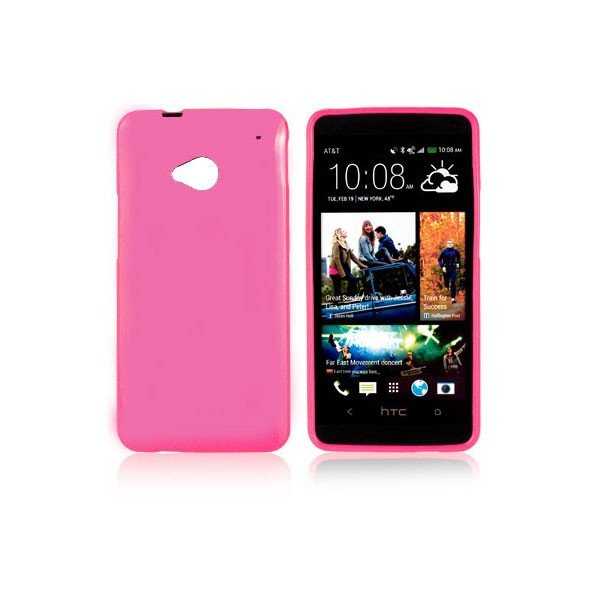 CUSTODIA GEL TPU SILICONE LUCIDA per HTC ONE, M7 COLORE ROSA