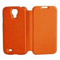 CUSTODIA FLIP BOOK PELLE per SAMSUNG I9500 GALAXY S4, I9505, I9502 COLORE ARANCIONE