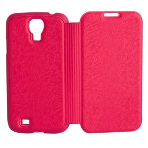 CUSTODIA FLIP BOOK PELLE per SAMSUNG I9500 GALAXY S4, I9505, I9502 COLORE ROSA