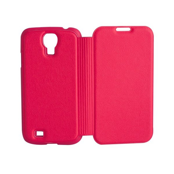 CUSTODIA FLIP BOOK PELLE per SAMSUNG I9500 GALAXY S4, I9505, I9502 COLORE ROSA