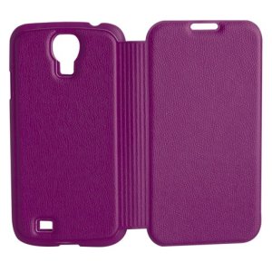 CUSTODIA FLIP BOOK PELLE per SAMSUNG I9500 GALAXY S4, I9505, I9502 COLORE VIOLA