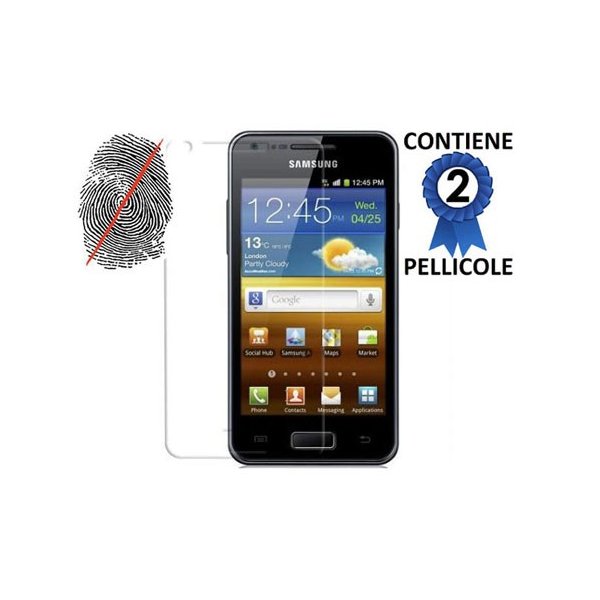 PELLICOLA PROTEGGI DISPLAY ANTI IMPRONTA SAMSUNG I9070 GALAXY S ADVANCED CONFEZIONE 2 PEZZI