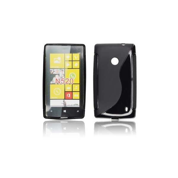 CUSTODIA GEL TPU SILICONE DOUBLE per NOKIA LUMIA 520, LUMIA 525 COLORE NERO