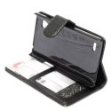 CUSTODIA ORIZZONTALE FLIP CON STAND E TASCHE PORTA CARTE per LG OPTIMUS L9 P760 COLORE NERO