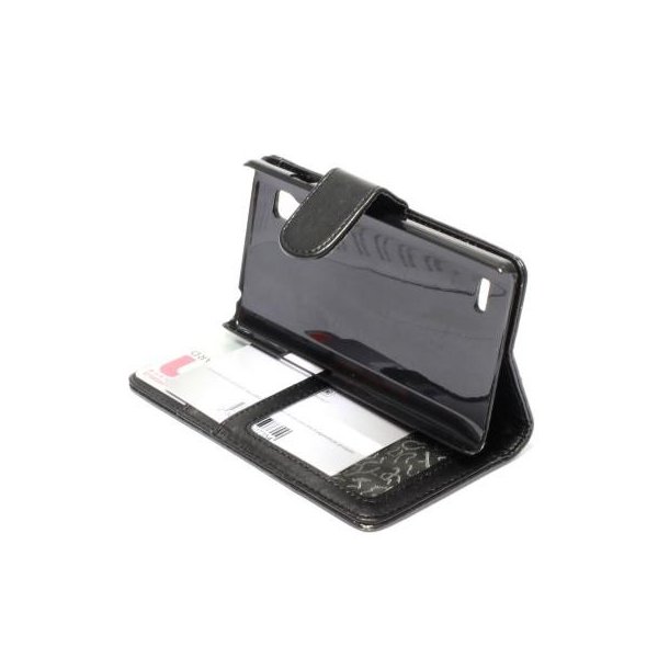 CUSTODIA ORIZZONTALE FLIP CON STAND E TASCHE PORTA CARTE per LG OPTIMUS L9 P760 COLORE NERO