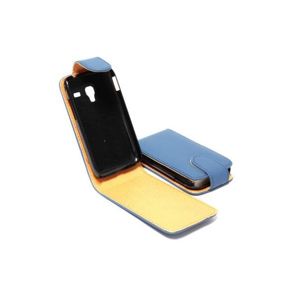 CUSTODIA VERTICALE FLIP PELLE per SAMSUNG S7500 GALAXY ACE PLUS COLORE BLU