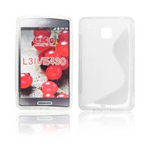 CUSTODIA GEL TPU SILICONE DOUBLE per LG OPTIMUS L3 II, E430 COLORE BIANCO TRASPARENTE