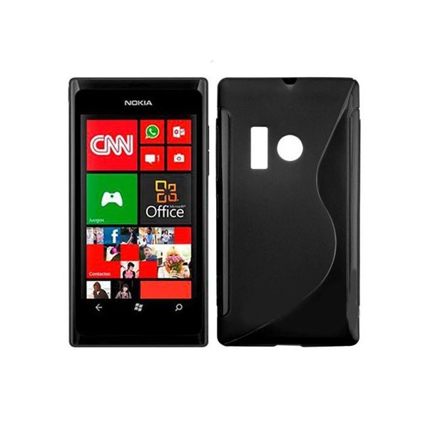 CUSTODIA GEL TPU SILICONE DOUBLE per NOKIA LUMIA 505 COLORE NERO