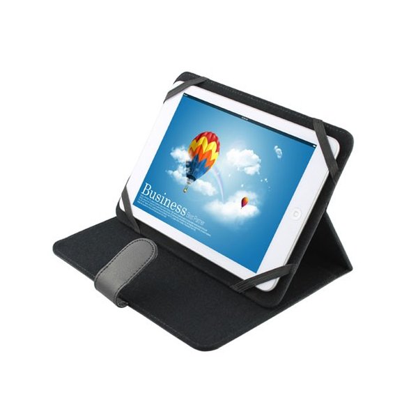 CUSTODIA PELLE UNIVERSALE CON ELESTICO per TABLET FINO A 6" POLLICI COLORE NERO