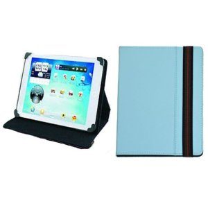 CUSTODIA PELLE UNIVERSALE CON STRAP per TABLET FINO A 7" POLLICI COLORE AZZURRO