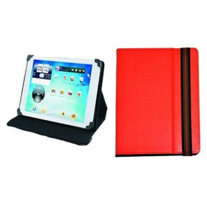 CUSTODIA PELLE UNIVERSALE CON STRAP per TABLET FINO A 7" POLLICI COLORE ROSSO