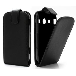 CUSTODIA VERTICALE FLIP PELLE per SAMSUNG S7710 GALAXY XCOVER 2 COLORE NERO