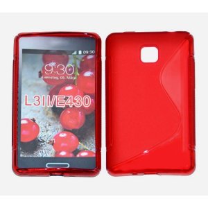 CUSTODIA GEL TPU SILICONE DOUBLE per LG OPTIMUS L3 II, E430 COLORE ROSSO