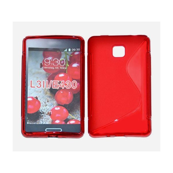 CUSTODIA GEL TPU SILICONE DOUBLE per LG OPTIMUS L3 II, E430 COLORE ROSSO