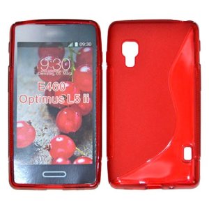 CUSTODIA GEL TPU SILICONE DOUBLE per LG OPTIMUS L5 II, E460 COLORE ROSSO