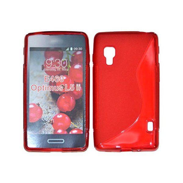 CUSTODIA GEL TPU SILICONE DOUBLE per LG OPTIMUS L5 II, E460 COLORE ROSSO