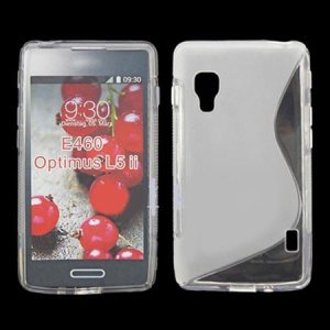 CUSTODIA GEL TPU SILICONE DOUBLE per LG OPTIMUS L5 II, E460 COLORE BIANCO - TRASPARENTE