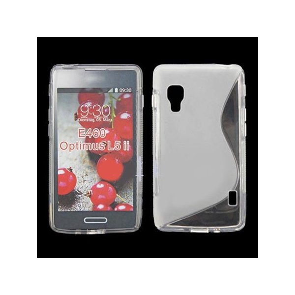 CUSTODIA GEL TPU SILICONE DOUBLE per LG OPTIMUS L5 II, E460 COLORE BIANCO - TRASPARENTE