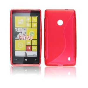 CUSTODIA GEL TPU SILICONE DOUBLE per NOKIA LUMIA 520, LUMIA 525 COLORE ROSSO