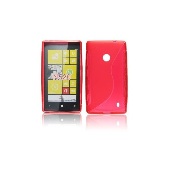 CUSTODIA GEL TPU SILICONE DOUBLE per NOKIA LUMIA 520, LUMIA 525 COLORE ROSSO