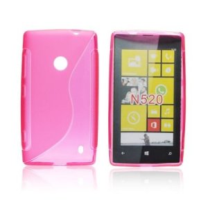 CUSTODIA GEL TPU SILICONE DOUBLE per NOKIA LUMIA 520, LUMIA 525 COLORE ROSA