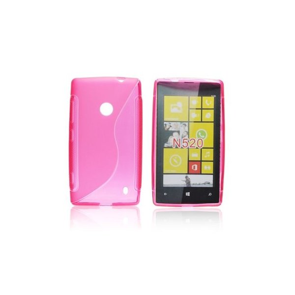 CUSTODIA GEL TPU SILICONE DOUBLE per NOKIA LUMIA 520, LUMIA 525 COLORE ROSA