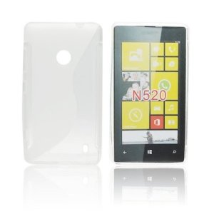 CUSTODIA GEL TPU SILICONE DOUBLE per NOKIA LUMIA 520, LUMIA 525 COLORE BIANCO-TRASPARENTE