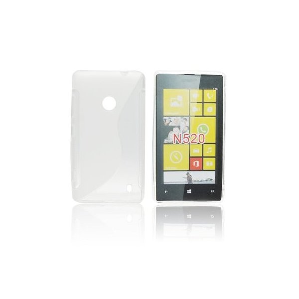 CUSTODIA GEL TPU SILICONE DOUBLE per NOKIA LUMIA 520, LUMIA 525 COLORE BIANCO-TRASPARENTE