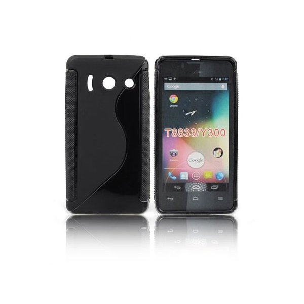 CUSTODIA GEL TPU SILICONE DOUBLE per HUAWEI ASCEND Y300, U8833 COLORE NERO